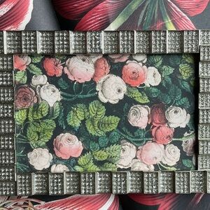 John Derian SILVER Framed Peonies Pink Red Garden Green Floral Love Bling Small